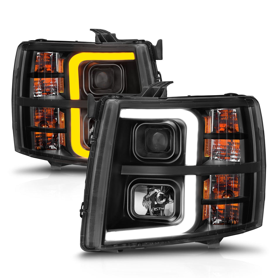 CHEVY SILVERADO 1500 07-13 / 2500HD/3500HD 07-14 PROJECTOR PLANK STYLE SEQUENTIAL HEADLIGHTS BLACK