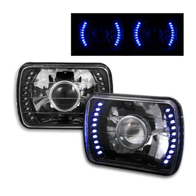 Honda Accord 1986-1989 Blue LED Black Chrome Sealed Beam Projector Headlight Conversion