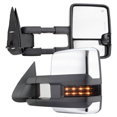 GMC Sierra 2003-2006 Chrome Towing Mirrors Smoked LED Lights Power Heated