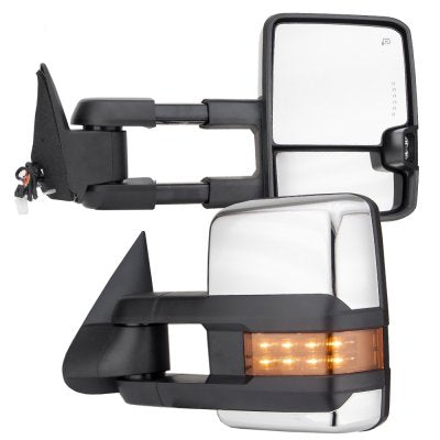 Chevy Silverado 1988-1998 Chrome Power Towing Mirrors LED Lights