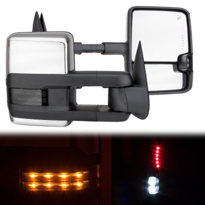 Chevy Silverado 1988-1998 Chrome Power Towing Mirrors Smoked LED Lights