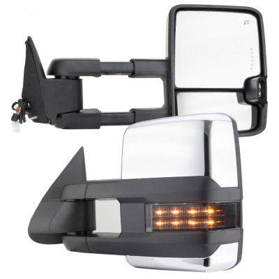 Chevy Silverado 1988-1998 Chrome Power Towing Mirrors Smoked LED Lights