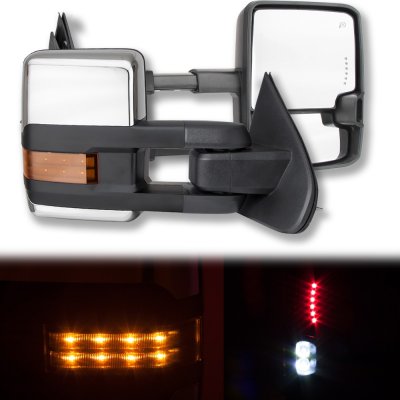 GMC Sierra 2014-2018 Chrome Towing Mirrors LED Lights Power Heated