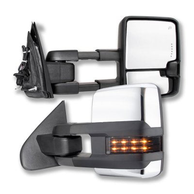GMC Sierra 2014-2018 Chrome Towing Mirrors Smoked LED Lights Power Heated