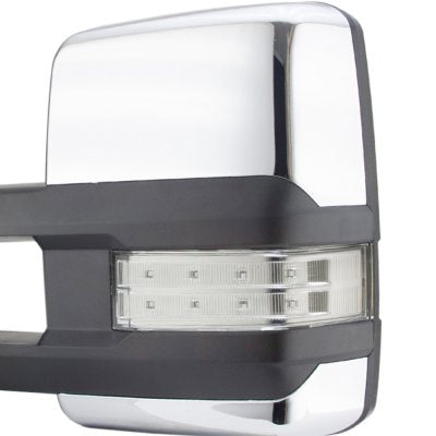 GMC Sierra 2014-2018 Chrome Towing Mirrors Clear LED Lights Power Heated