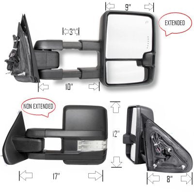 Chevy Silverado 2014-2018 Towing Mirrors Clear LED Lights Power Heated
