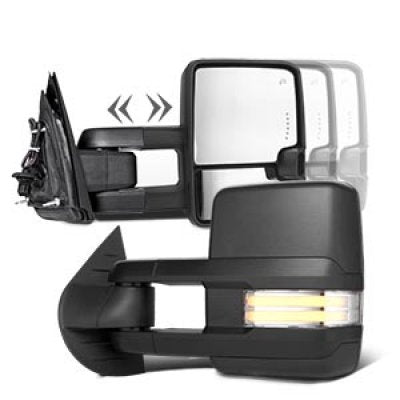 Chevy Silverado 2014-2018 Towing Mirrors Clear LED DRL Power Heated
