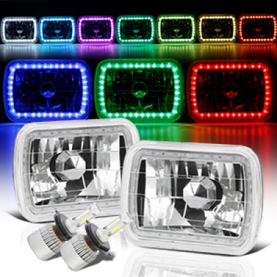 GMC Sierra 1988-1998 Color SMD Halo LED Headlights Kit Remote
