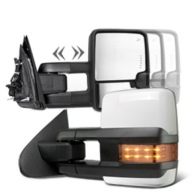 GMC Sierra 2014-2018 White Towing Mirrors LED Lights Power Heated