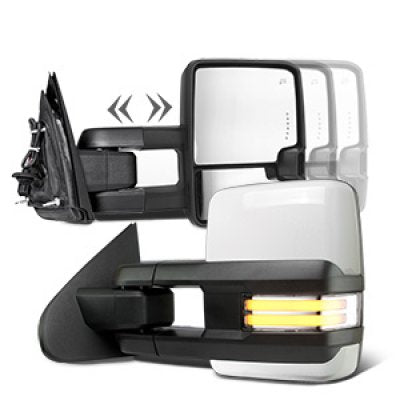 GMC Sierra 2014-2018 White Towing Mirrors Clear LED DRL Power Heated