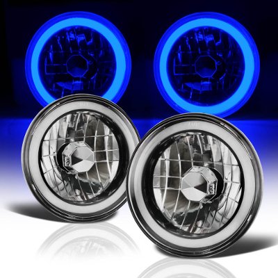 Honda Civic 1974-1981 Black Blue Halo Tube Sealed Beam Headlight Conversion