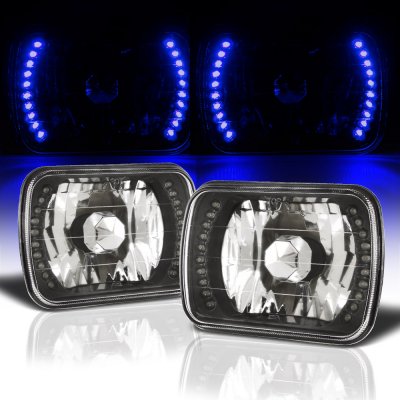 Chrysler Cordoba 1980-1983 Blue LED Black Chrome Sealed Beam Headlight Conversion