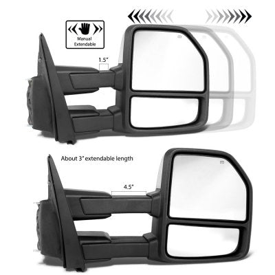 Ford F350 Super Duty 2017-2022 Chrome Power Heated Towing Mirrors Smoked LED Signal