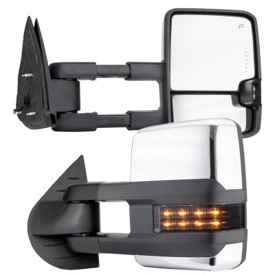 Toyota Tundra 2014-2021 Chrome Smoked LED Signal Towing Mirrors Blind Spot Power Heated