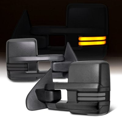 Chevy Silverado 3500HD 2015-2019 Towing Mirrors Smoked LED DRL Power Heated