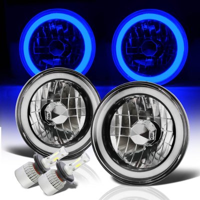 Chevy Camaro 1967-1981 Blue Halo Tube Black Chrome LED Headlights Kit