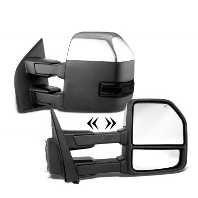 Ford F350 Super Duty 2017-2022 Chrome Power Heated Towing Mirrors Smoked LED Signal