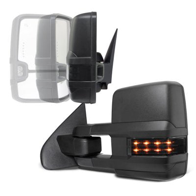 GMC Sierra 2014-2018 Power Folding Towing Mirrors Smoked LED Lights Heated