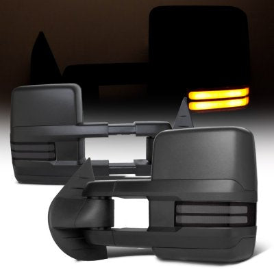Chevy Silverado 2007-2013 Towing Mirrors Smoked LED DRL Power Heated