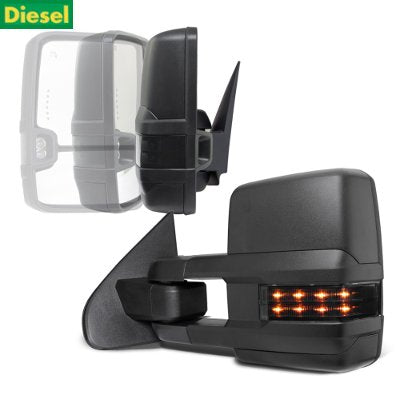 Chevy Silverado 3500HD Diesel 2015-2019 Power Folding Towing Mirrors Smoked LED Lights Heated