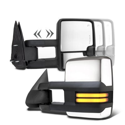 GMC Sierra 2003-2006 Chrome Towing Mirrors Smoked LED DRL Power Heated