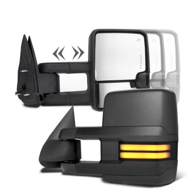 Chevy Silverado 2500 2003-2004 Towing Mirrors Smoked LED DRL Power Heated