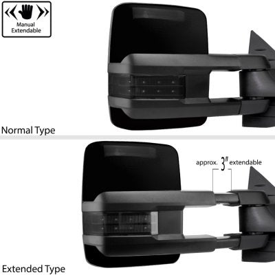 Toyota Sequoia 2008-2020 Glossy Black Towing Mirrors Smoked LED Power Heated