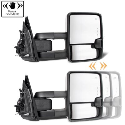 Chevy Silverado 2014-2018 White Towing Mirrors Smoked LED DRL Power Heated