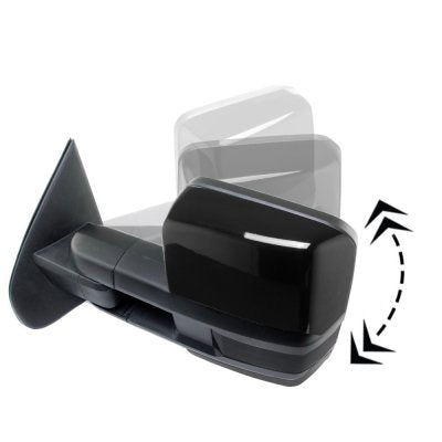 GMC Sierra 2500HD 2015-2019 Glossy Black Power Folding Towing Mirrors Smoked LED DRL
