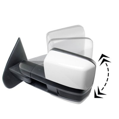 Chevy Silverado 3500HD 2015-2019 White Power Folding Towing Mirrors Smoked LED DRL