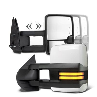 GMC Yukon XL 2007-2014 White Towing Mirrors Smoked LED DRL Power Heated