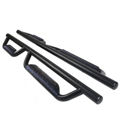 Chevy Silverado 1500 Double Cab 2015-2018 Diamond Step Nerf Bars Oval Black