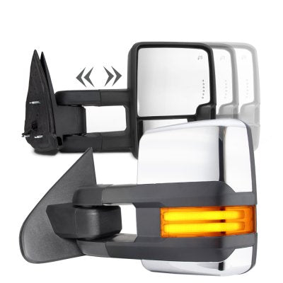 GMC Sierra 2007-2013 Chrome Towing Mirrors LED DRL Power Heated