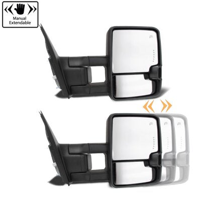 Toyota Tundra 2014-2021 Glossy Black Towing Mirrors LED Lights Power Heated