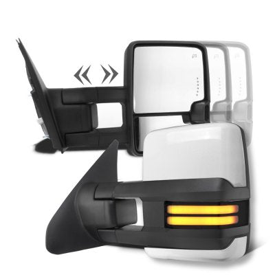 Toyota Sequoia 2008-2020 White Towing Mirrors Smoked Tube LED Power Heated