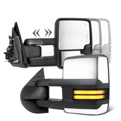 Toyota Tundra 2014-2021 Chrome Smoked Tube LED Towing Mirrors Power Heated