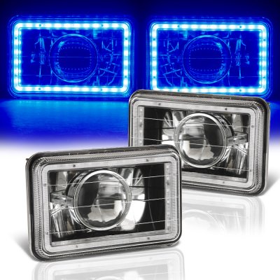 Oldsmobile Custom Cruiser 1985-1990 Blue LED Halo Black Sealed Beam Projector Headlight Conversion