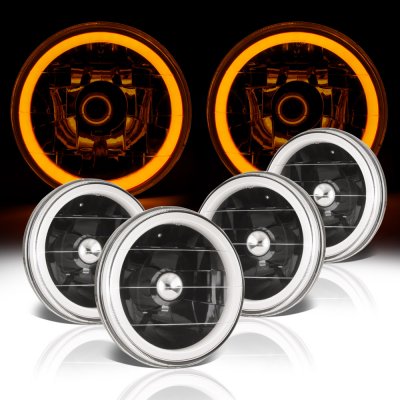 Chrysler New Yorker 1965-1981 Amber Halo Tube Black Sealed Beam Headlight Conversion