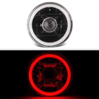 BMW 3 Series 1984-1991 Red Halo Tube Black Sealed Beam Projector Headlight Conversion