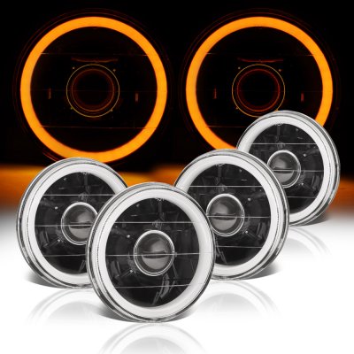 Buick Riviera 1963-1974 Amber Halo Tube Black Sealed Beam Projector Headlight Conversion