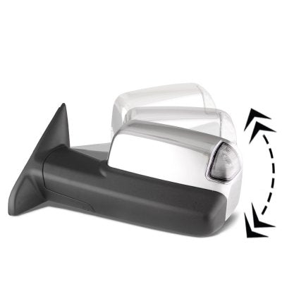 Dodge Ram 1500 2009-2018 Chrome Power Folding Towing Mirrors Clear LED Signal Heated