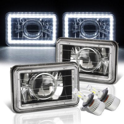 Chevy C10 Pickup 1981-1987 White LED Halo Black LED Projector Headlights Conversion Kit