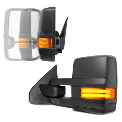 GMC Sierra 2014-2018 Power Folding Towing Mirrors LED DRL Lights