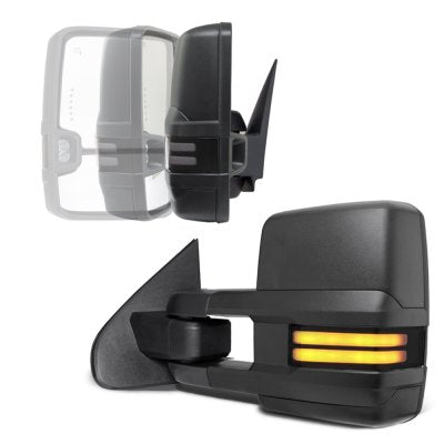 GMC Sierra 2014-2018 Power Folding Towing Mirrors Smoked LED DRL Lights