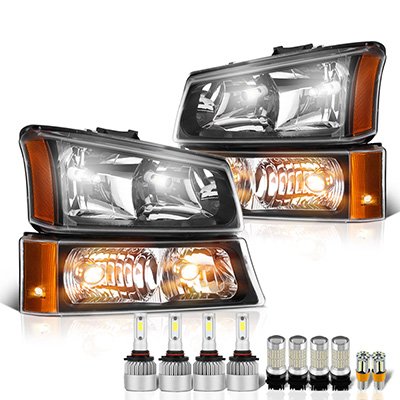 Chevy Silverado 2003-2006 Black Headlights LED Bulbs Complete Kit