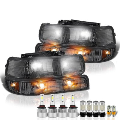 Chevy Tahoe 2000-2006 Smoked Headlights LED Bulbs Complete Kit