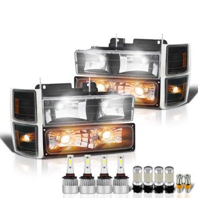 GMC Suburban 1994-1999 Black Headlights LED Bulbs Complete Kit