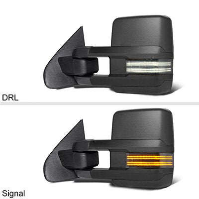 GMC Sierra 2014-2018 Tow Mirrors Smoked Switchback LED DRL Sequential Signal