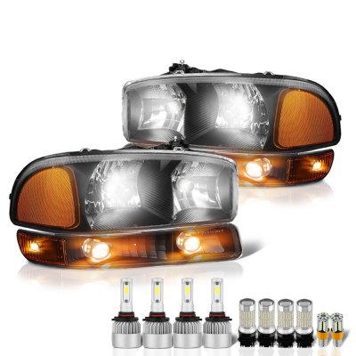 GMC Sierra 2500HD 2001-2006 Black LED Headlight Bulbs Complete Kit