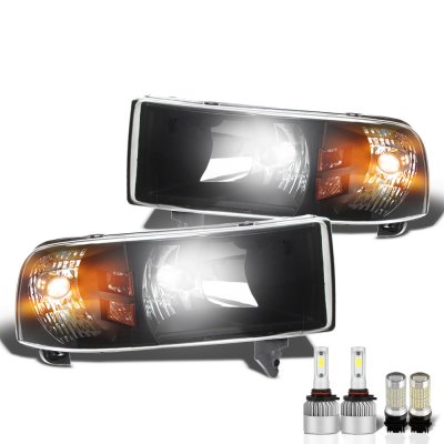 Dodge Ram 1994-2001 Black LED Headlight Bulbs Complete Kit